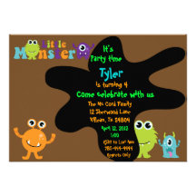 Convite de aniversário pequeno do monstro