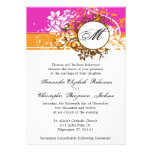 Convite de casamento elegante do monograma do rosa