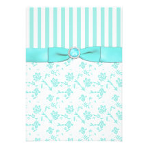 Convite de casamento floral listrado azul e branco