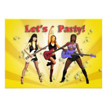 Convite de festas com uma banda da menina
