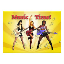 Convite de festas com uma banda da menina