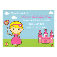Convite de festas da princesa 5x7