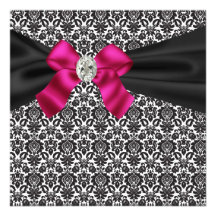 Convite de festas do damasco do preto do rosa do p