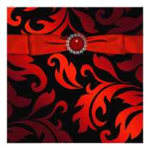 Convite de festas vermelho do damasco do preto do 