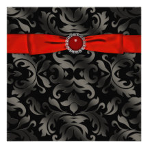 Convite de festas vermelho do damasco do preto do 