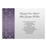 Convite de prata roxo do casamento tema damasco do