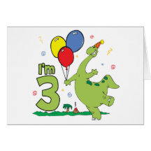 Convite do aniversário de 3 anos de Dino Cartões