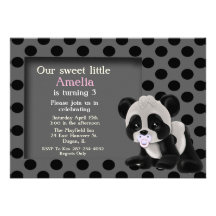 Convite do aniversário de 3 anos do urso de panda 