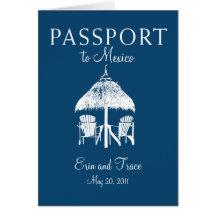Convite do casamento do passaporte de Cancun Méxic Cartões