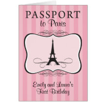 Convite do passaporte de Paris do aniversário dos  Cartão