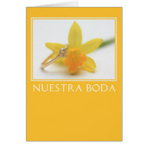 convite espanhol do casamento do daffodil amarelo cartões