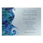 Convite floral de prata azul do casamento do rolo 