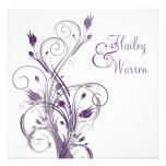 Convite floral roxo e branco do casamento