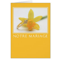 convite francês do casamento do daffodil amarelo cartao
