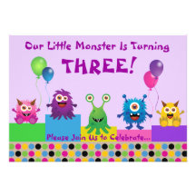 Convite (roxo) do aniversário do monstro