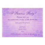 Convite roxo do aniversário do partido da princesa