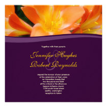 Convite roxo e alaranjado do casamento convites
