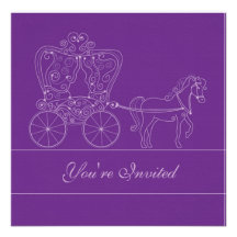 convite roxo escuro do casamento da carruagem 5x5