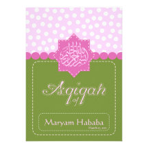 Convite verde das bolinhas do bebê de Aqiqah do Is