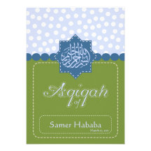Convite verde das bolinhas do bebê de Aqiqah do Is