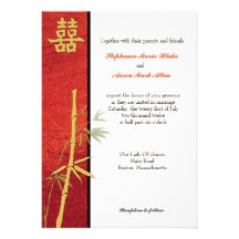 Convite vermelho do casamento da felicidade dobro 