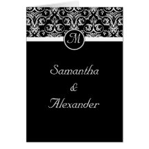 Convite Wedding dobrado das insígnias monograma pr Cartão