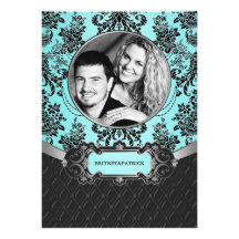 Convites azuis do casamento de Tiffany do damasco 