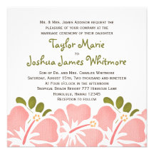 Convites cor-de-rosa do casamento do hibiscus