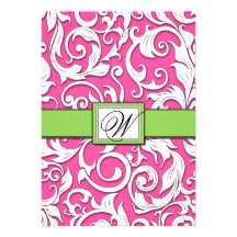 Convites do casamento tema damasco do rosa quente 