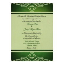 Convites feitos sob encomenda verdes do casamento