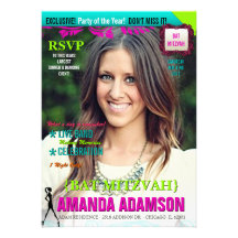 Convites na moda da capa de revista de Mitzvah do 