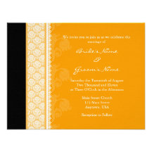 Convites unilaterais alaranjados do casamento tema