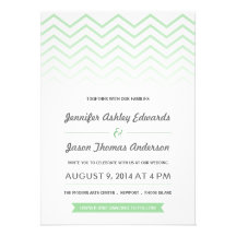 Convites verdes do casamento de Ombre Chevron da h