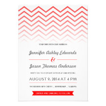 Convites vermelhos do casamento de Ombre Chevron