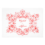 Convites vermelhos do casamento do quadro do vinta