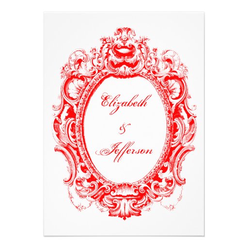 Convites vermelhos do casamento do quadro do vinta
