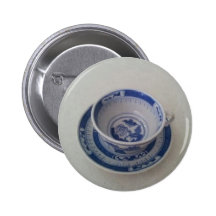 Copo de chá azul de China em pires Boton