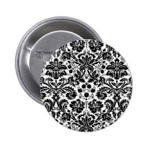 Cor damasco à moda preto e branco botons