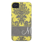 Cor damasco do vintage com monograma capas de iPhone 4 Case-Mate