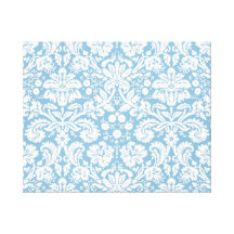 Cor damasco extravagante do azul impressão de canvas envolvidas