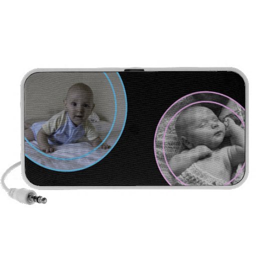 Cor-de-rosa e azul borbulha o quadro da foto caixinhas de som para laptop