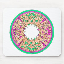 Cor-de-rosa e verde gráficos redondos do Victorian Mouse Pad