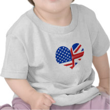 Coração americano britânico camisetas