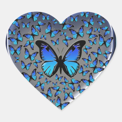 coraç u00e3o azul das borboletas adesivo de coraç u00e3o Zazzle Aparador De Madeira Branco ~ coraç u00e3o azul das borboletas adesivo de coraç u00e3o Zazzle