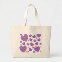 Coração da xadrez & amor floral bolsas para compras