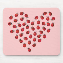 Coração do amor do joaninha mouse pads
