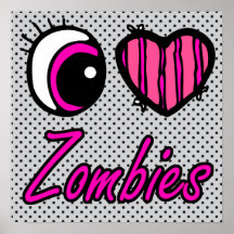 Coração do olho de Emo eu amo zombis Poster