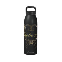 Coração dourado personalizado do amor das notas mu garrafas de água esportivas
