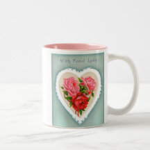 Coração e rosas caneca