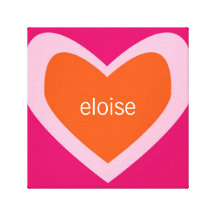 Coração personalizado [laranja+rosa] impressão de canvas envolvidas